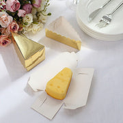 10 Triangle Cake Slice Paper Boxes with Scalloped Top Favor Holders
