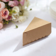 10 Triangle Cake Slice Paper Boxes with Scalloped Top Favor Holders
