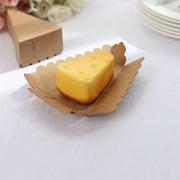 10 Triangle Cake Slice Paper Boxes with Scalloped Top Favor Holders