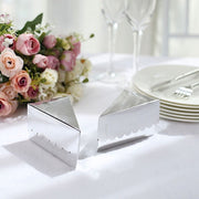 10 Triangle Cake Slice Paper Boxes with Scalloped Top Favor Holders