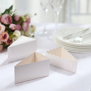 10 Triangle Cake Slice Paper Boxes with Scalloped Top Favor Holders