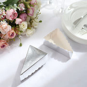 10 Triangle Cake Slice Paper Boxes with Scalloped Top Favor Holders