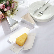 10 Triangle Cake Slice Paper Boxes with Scalloped Top Favor Holders