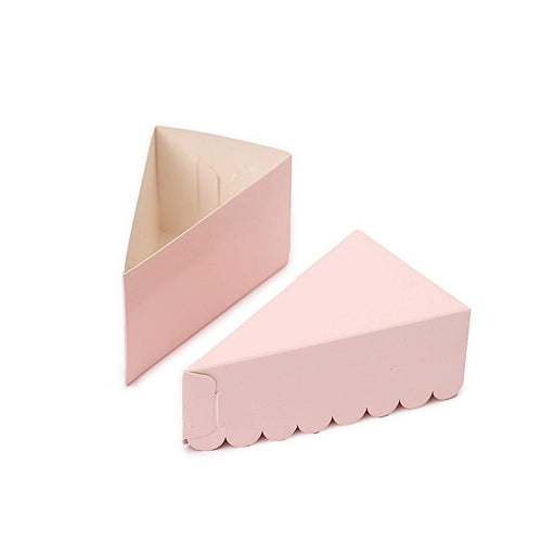 10 Triangle Cake Slice Paper Boxes with Scalloped Top Favor Holders BOX_5X3_CAKE06_046