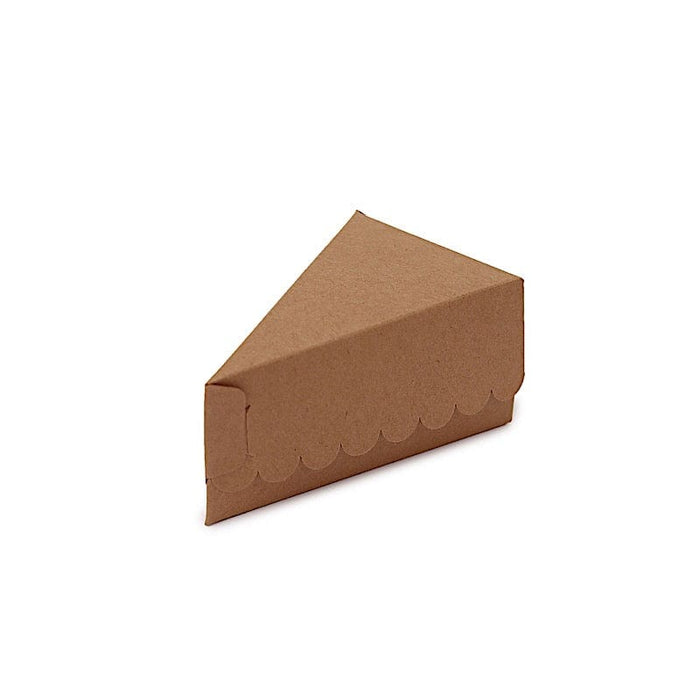 10 Triangle Cake Slice Paper Boxes with Scalloped Top Favor Holders BOX_5X3_CAKE06_NAT