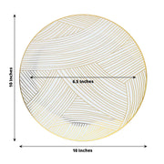 10 White Round Plastic Salad and Dinner Plates with Gold Strokes - Disposable Tableware