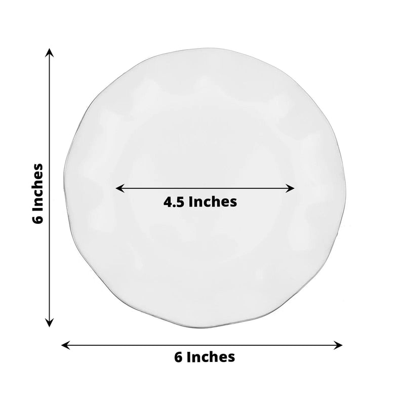 10 White Round Plastic Salad Dinner Plates with Gold Wavy Rim - Disposable Tableware