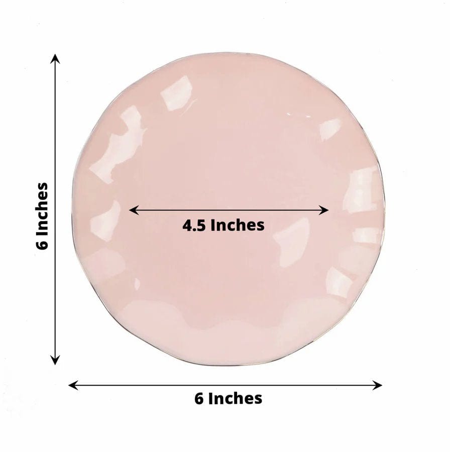 10 White Round Plastic Salad Dinner Plates with Gold Wavy Rim - Disposable Tableware