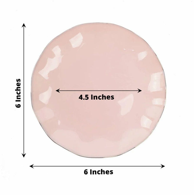 10 White Round Plastic Salad Dinner Plates with Gold Wavy Rim - Disposable Tableware