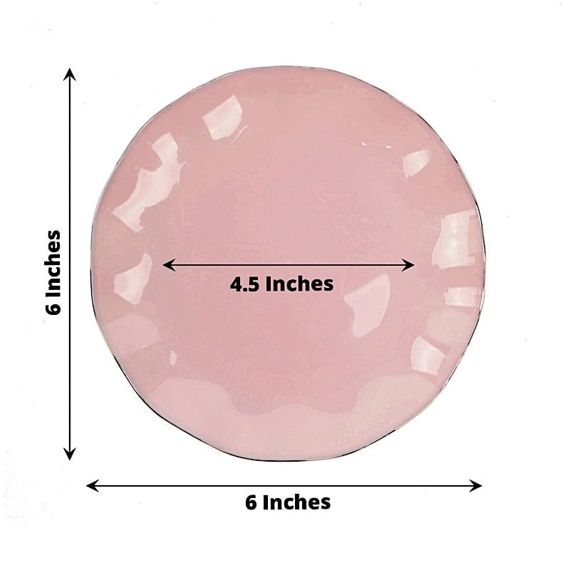 10 White Round Plastic Salad Dinner Plates with Gold Wavy Rim - Disposable Tableware