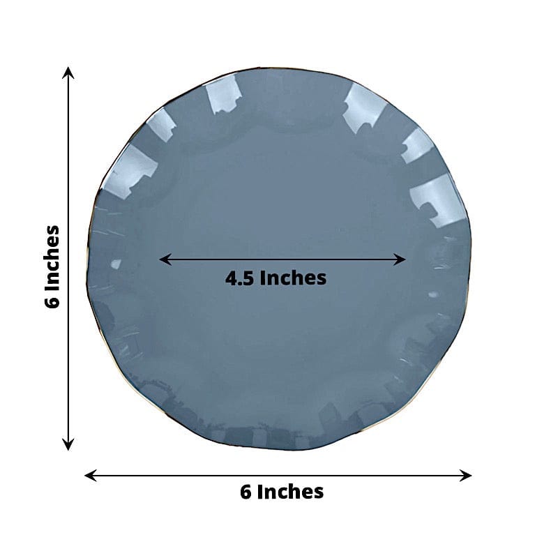 10 White Round Plastic Salad Dinner Plates with Gold Wavy Rim - Disposable Tableware