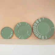 10 White Round Plastic Salad Dinner Plates with Gold Wavy Rim - Disposable Tableware