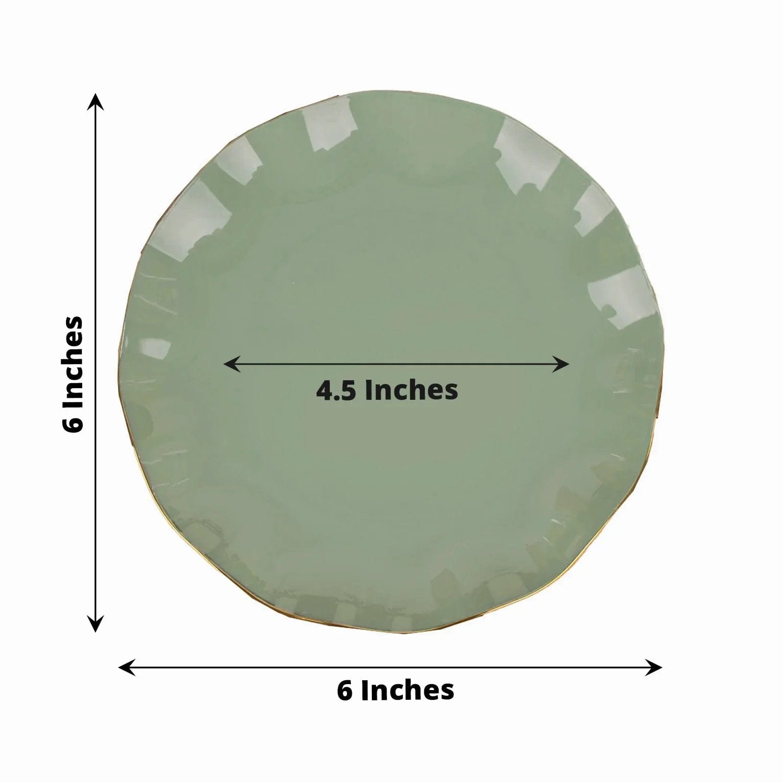 10 White Round Plastic Salad Dinner Plates with Gold Wavy Rim - Disposable Tableware