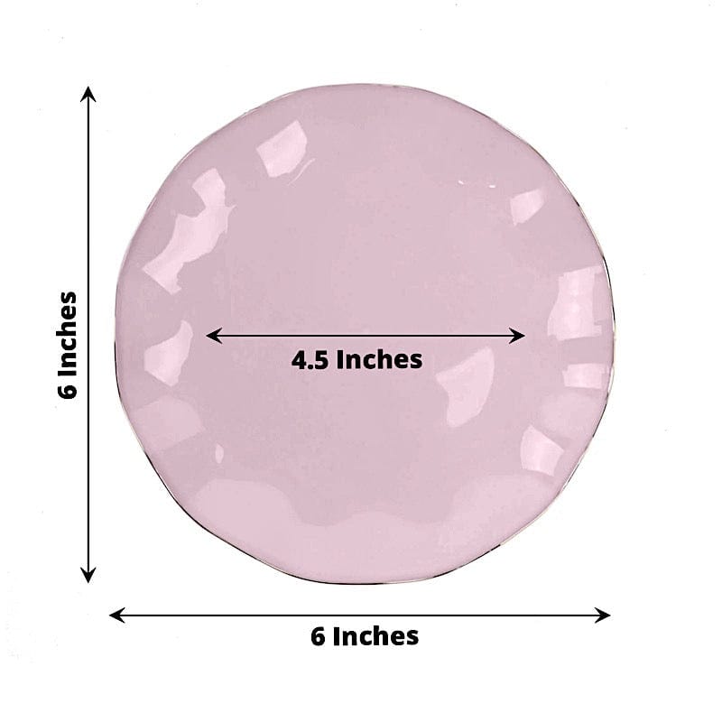 10 White Round Plastic Salad Dinner Plates with Gold Wavy Rim - Disposable Tableware