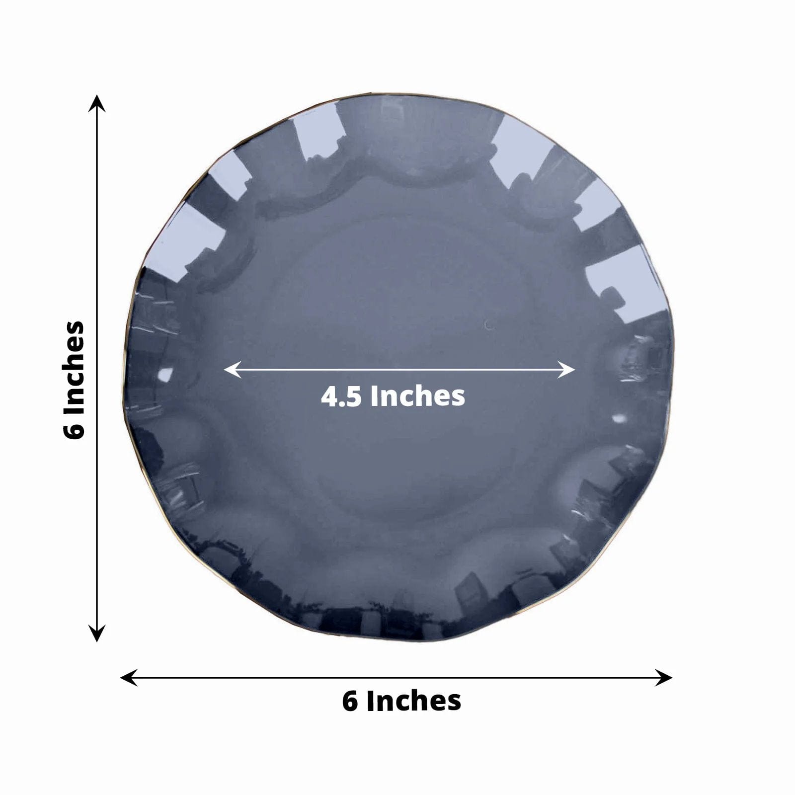 10 White Round Plastic Salad Dinner Plates with Gold Wavy Rim - Disposable Tableware