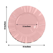 10 White Round Plastic Salad Dinner Plates with Gold Wavy Rim - Disposable Tableware