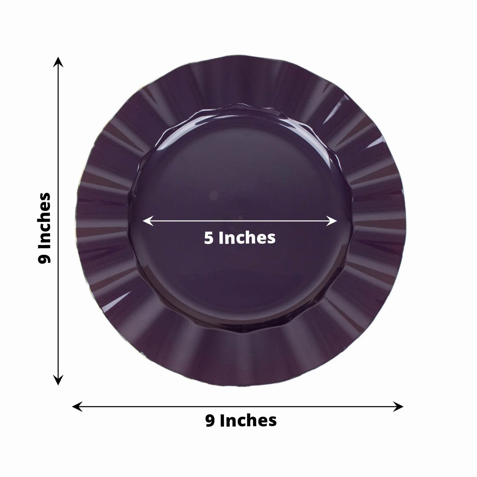 10 White Round Plastic Salad Dinner Plates with Gold Wavy Rim - Disposable Tableware