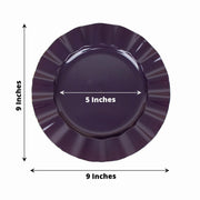 10 White Round Plastic Salad Dinner Plates with Gold Wavy Rim - Disposable Tableware