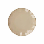 10 White Round Plastic Salad Dinner Plates with Gold Wavy Rim - Disposable Tableware DSP_PLR0016_6_TPGD