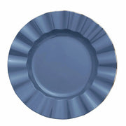 10 White Round Plastic Salad Dinner Plates with Gold Wavy Rim - Disposable Tableware DSP_PLR0016_9_086GD