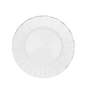 10 White Round Plastic Salad Dinner Plates with Gold Wavy Rim - Disposable Tableware DSP_PLR0016_9_WHGD