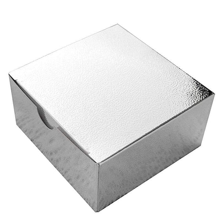 100 4"x4"x2" Cake Wedding Party Favors Boxes with Tuck Top BOX_4X4X2_SILV