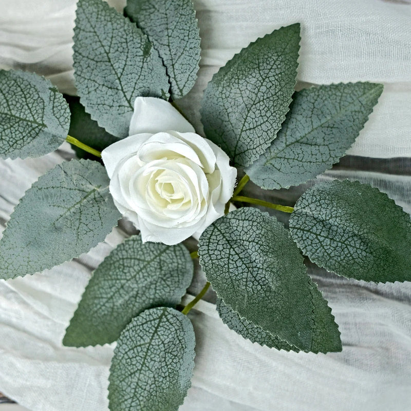 100 Bulk Artificial Rose Leaves Faux Greenery - Frosted Green ARTI_LEAF_01_FRO