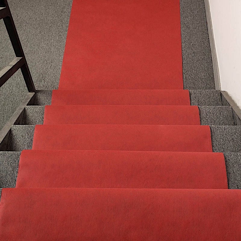 100 ft long Rayon Wedding Aisle Runner - Red RUNER_FAB01_100_RED