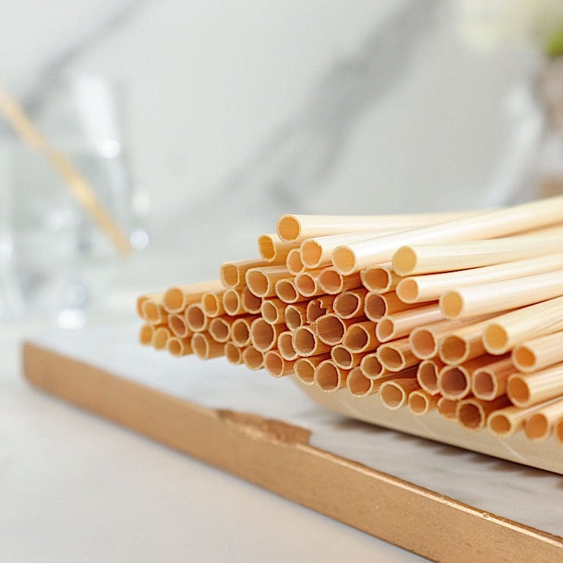 100 Natural 9" Wheat Sustainable Drinking Straws - Light Brown STRAW_WHEA01_9_NAT