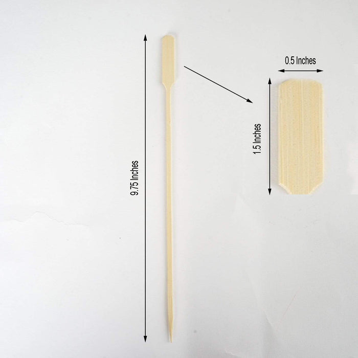 100 pcs 10" long Natural Bamboo Paddle Sustainable Skewers Picks - Light Brown DSP_BIRC_P007