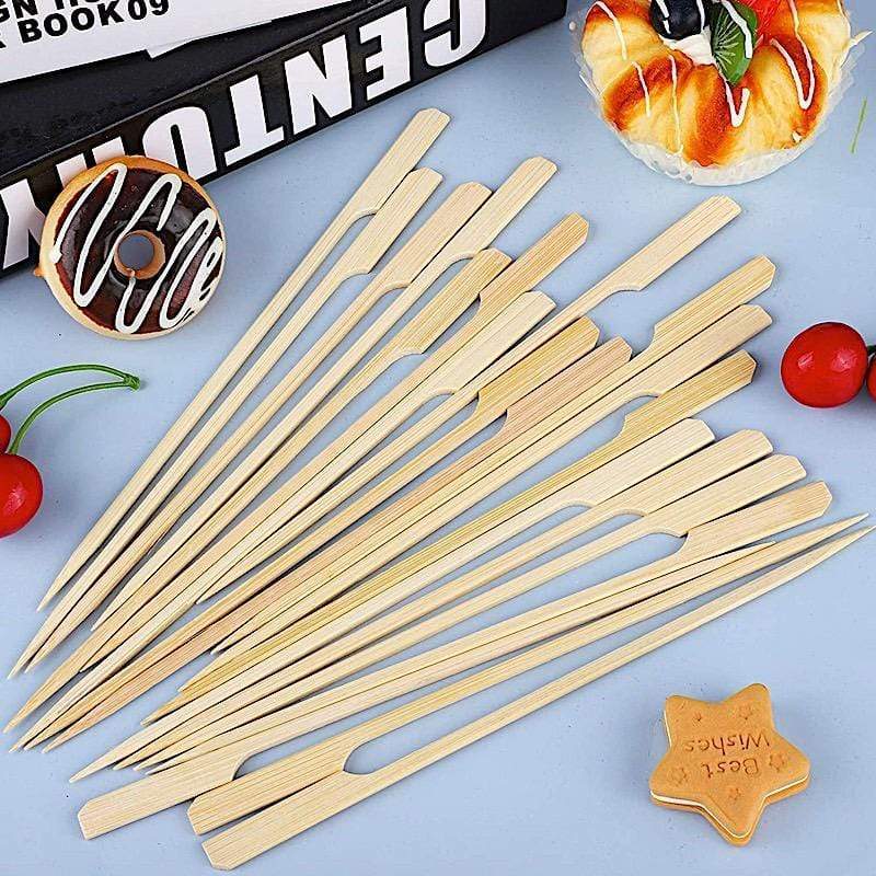 100 pcs 10" long Natural Bamboo Paddle Sustainable Skewers Picks - Light Brown DSP_BIRC_P007