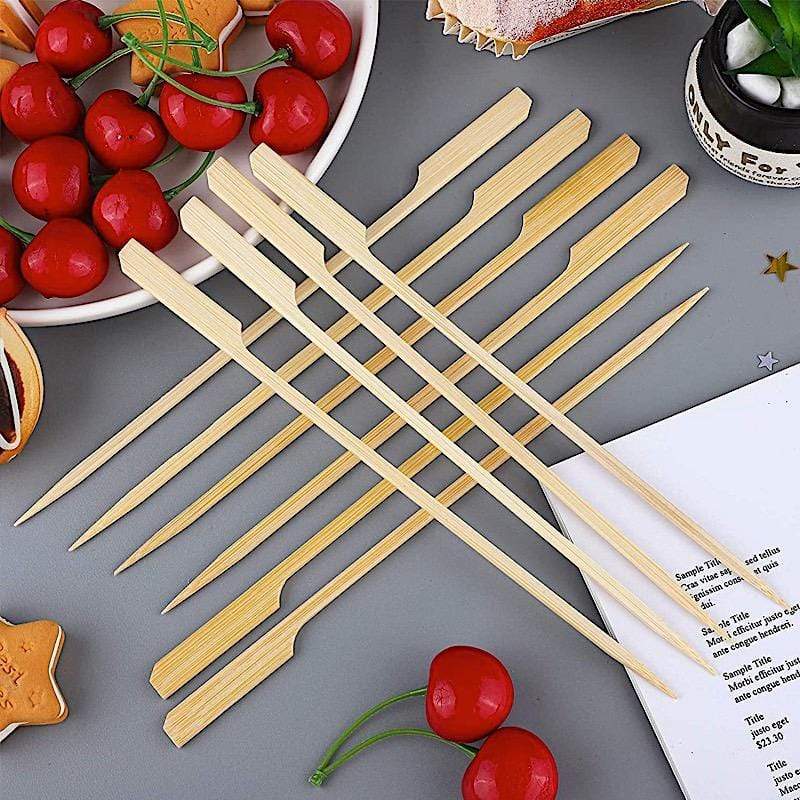 100 pcs 10" long Natural Bamboo Paddle Sustainable Skewers Picks - Light Brown DSP_BIRC_P007