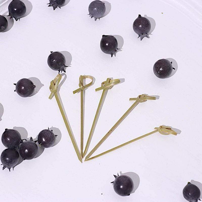 100 pcs 3" Natural Knotted Bamboo Sustainable Picks - Disposable Tableware BIRC_S060