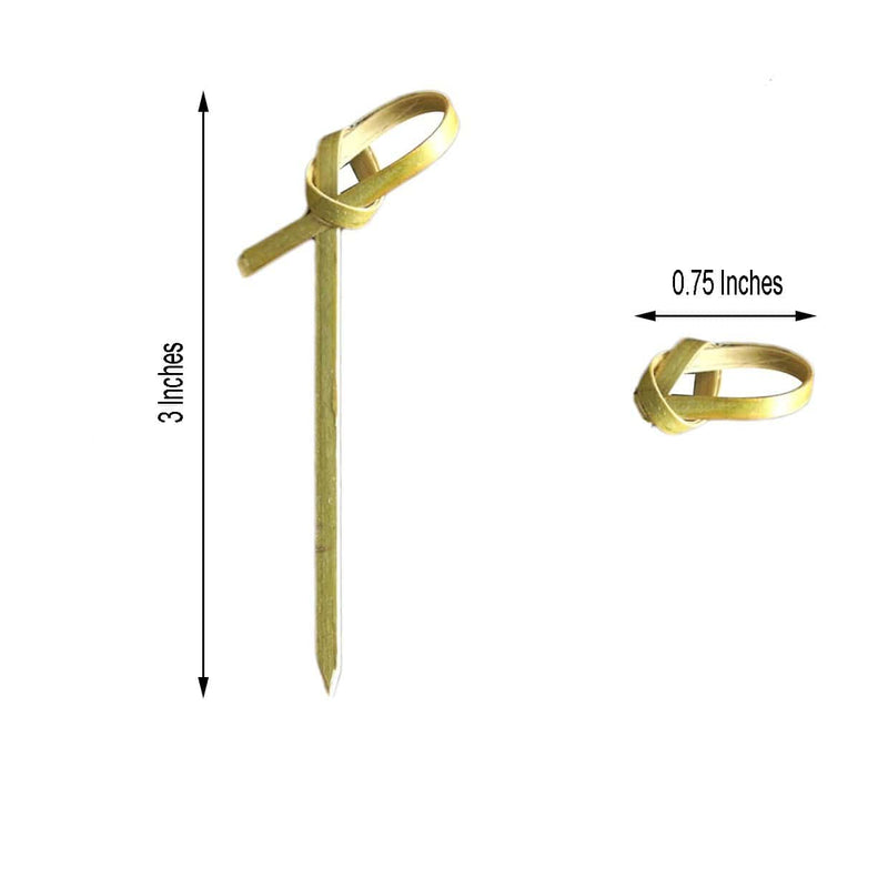 100 pcs 3" Natural Knotted Bamboo Sustainable Picks - Disposable Tableware BIRC_S060