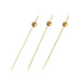 100 pcs 4.5" Natural Bamboo Sustainable Skewers Picks with Gold Pearls - Light Brown DSP_BIRC_P001_GOLD