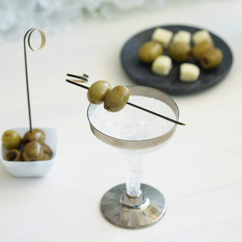 100 pcs 5" long Natural Bamboo Sustainable Skewers Picks with Loop Ring - Black