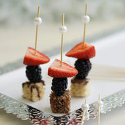 100 pcs 4.75" long Natural Bamboo Sustainable Skewers Picks with Pearls - Light Brown DSP_BIRC_P001