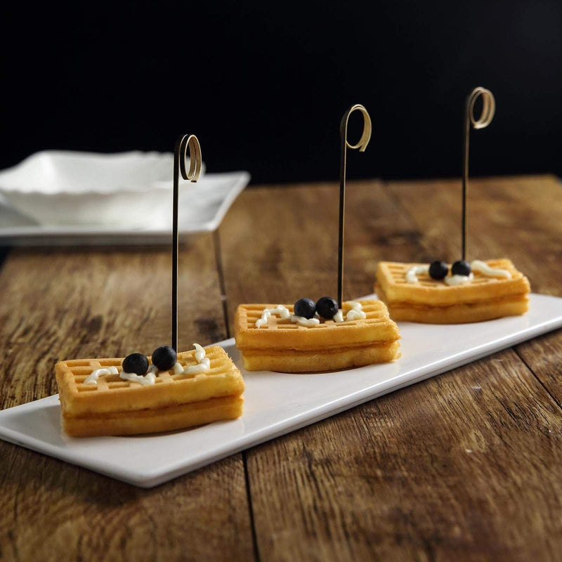 100 pcs 5" long Natural Bamboo Sustainable Skewers Picks with Loop Ring - Black DSP_BIRC_P005