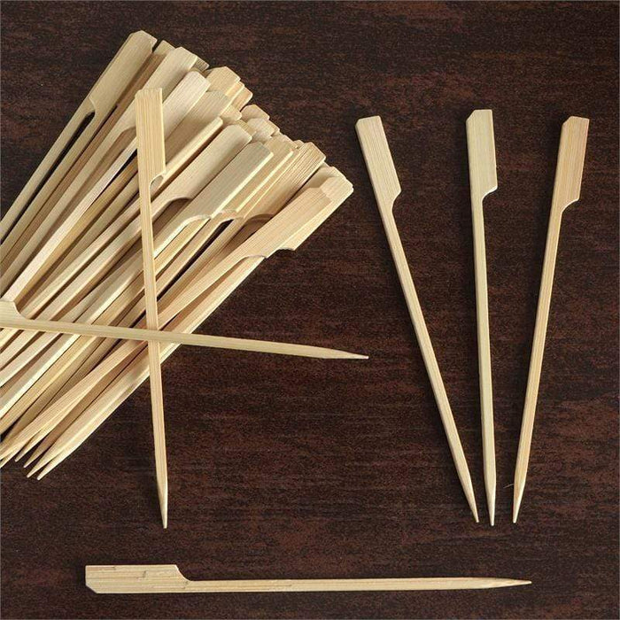 100 pcs 6" Natural Bamboo Sustainable Paddle Picks - Disposable Tableware BIRC_S062
