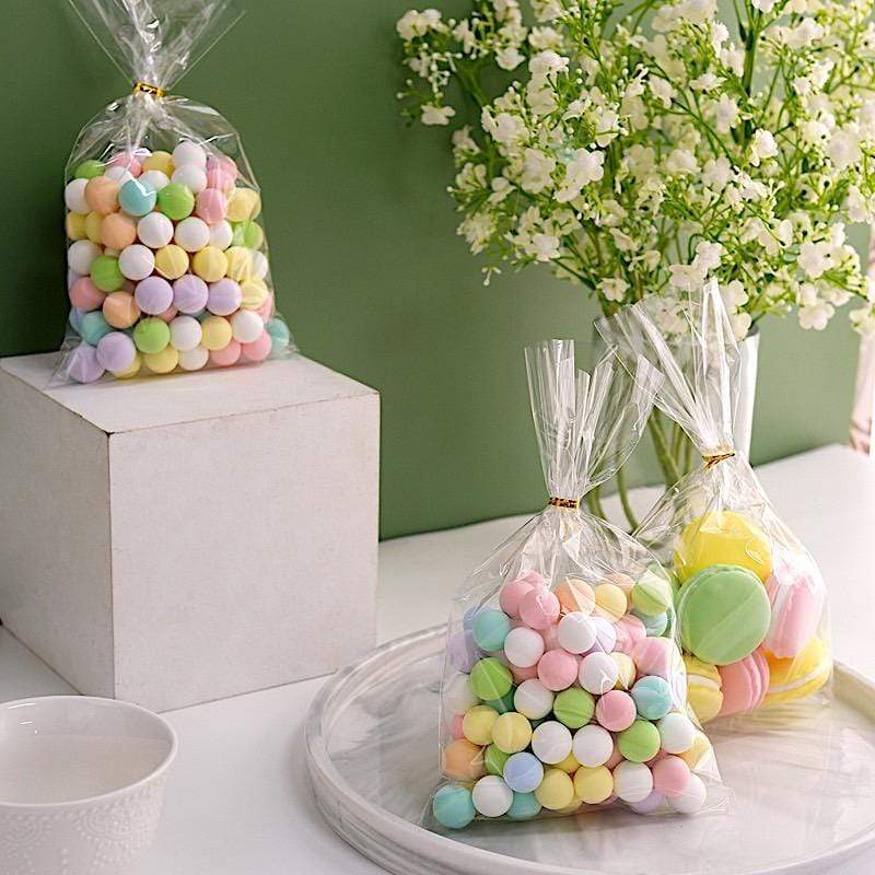100 pcs 6"x10" Cellophane Treat Bags with Twist Ties - Clear BAG_PVC01_6X10_CLR