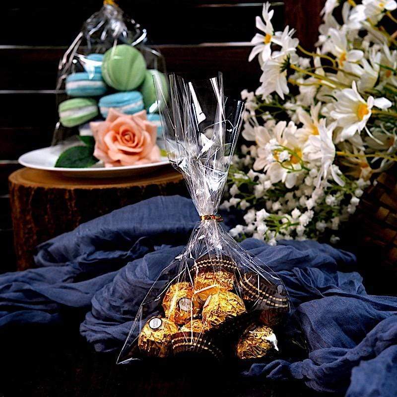 100 pcs 6"x10" Cellophane Treat Bags with Twist Ties - Clear BAG_PVC01_6X10_CLR