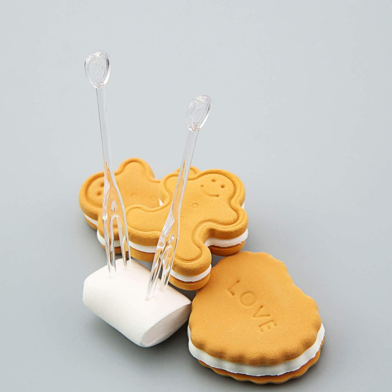 100 pcs Clear Plastic Cocktail Forks - Disposable Tableware PLST_YY23_CLR