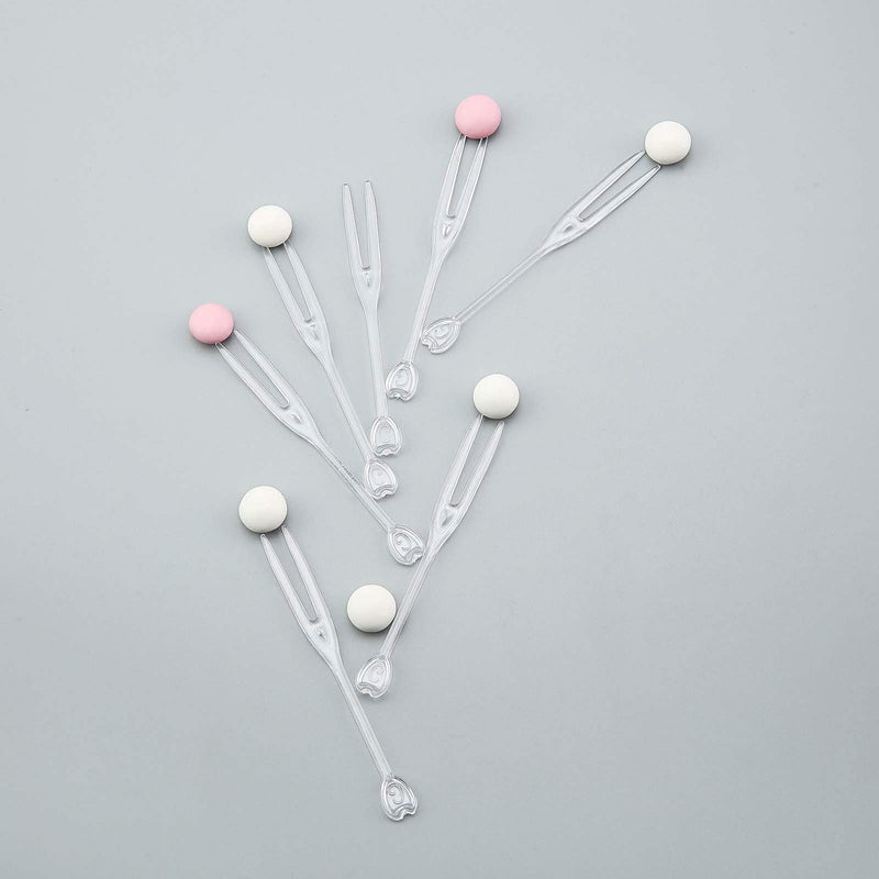 100 pcs Clear Plastic Cocktail Forks - Disposable Tableware PLST_YY23_CLR