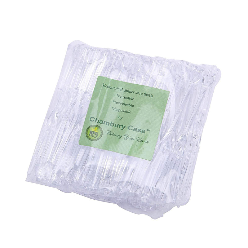 100 pcs Clear Plastic Cocktail Forks - Disposable Tableware PLST_YY23_CLR