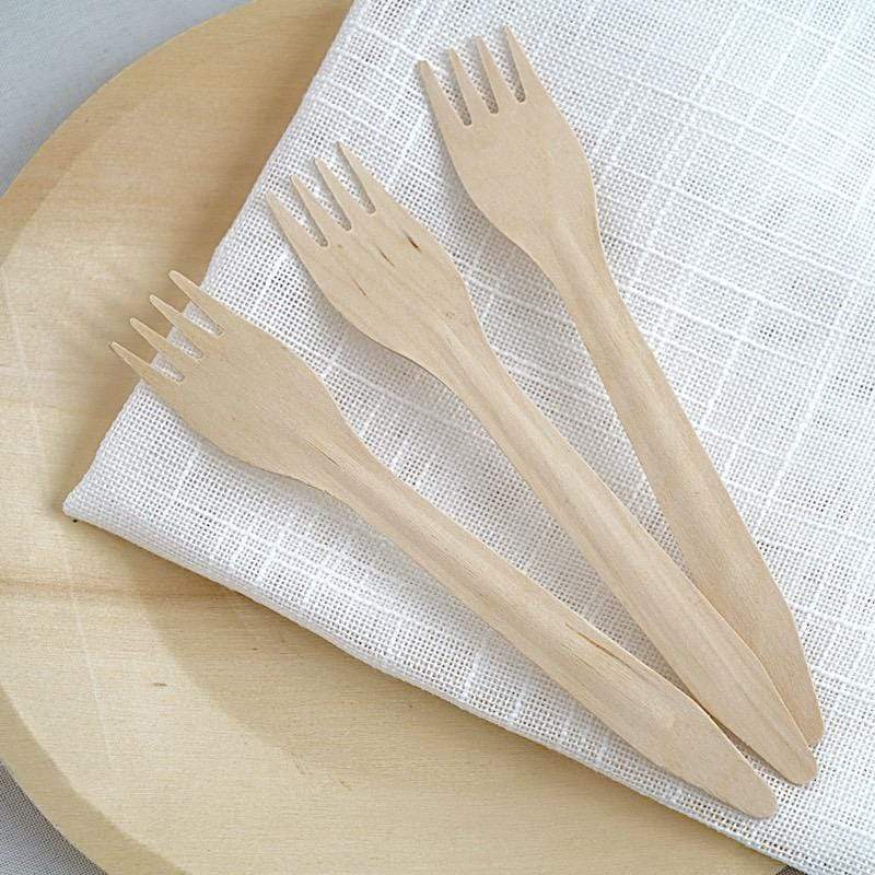 100 pcs Natural Birchwood Forks - Disposable Tableware BIRC_F026