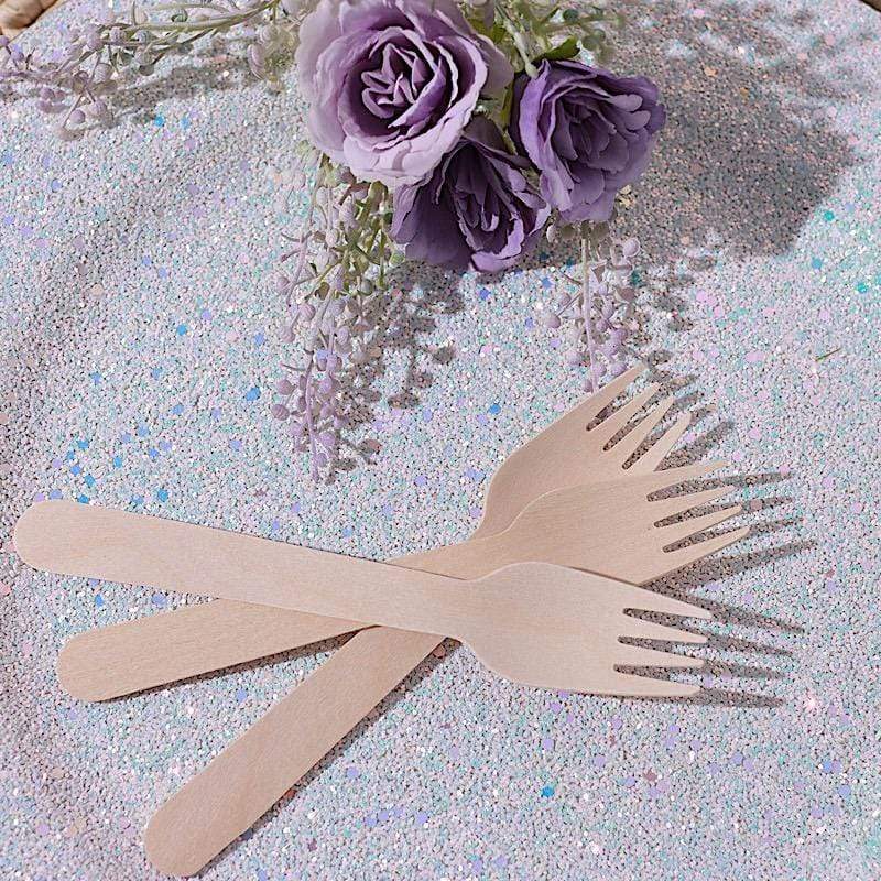 100 pcs Natural Birchwood Forks - Disposable Tableware BIRC_F026