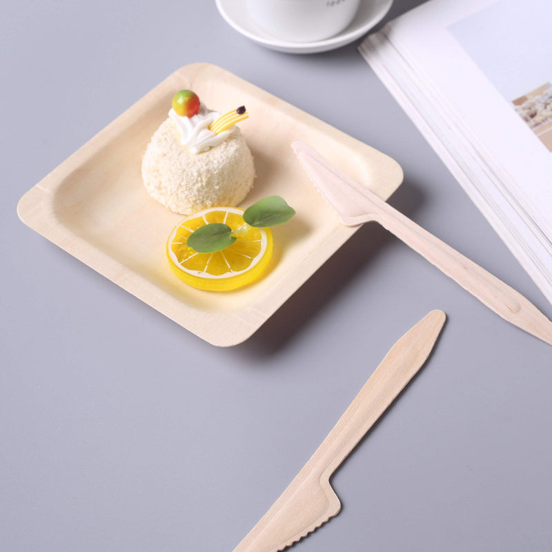 100 pcs Natural Birchwood Knives - Disposable Tableware BIRC_F025