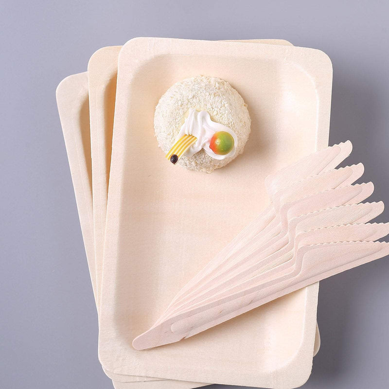 100 pcs Natural Birchwood Knives - Disposable Tableware BIRC_F025