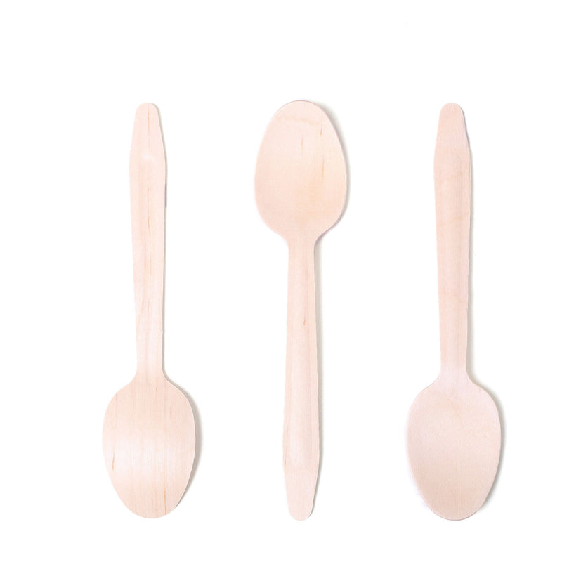 100 pcs Natural Birchwood Spoons - Disposable Tableware BIRC_F027