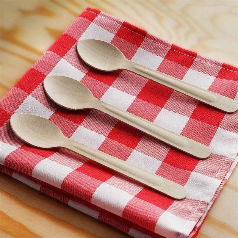 100 pcs Natural Birchwood Spoons - Disposable Tableware BIRC_F027